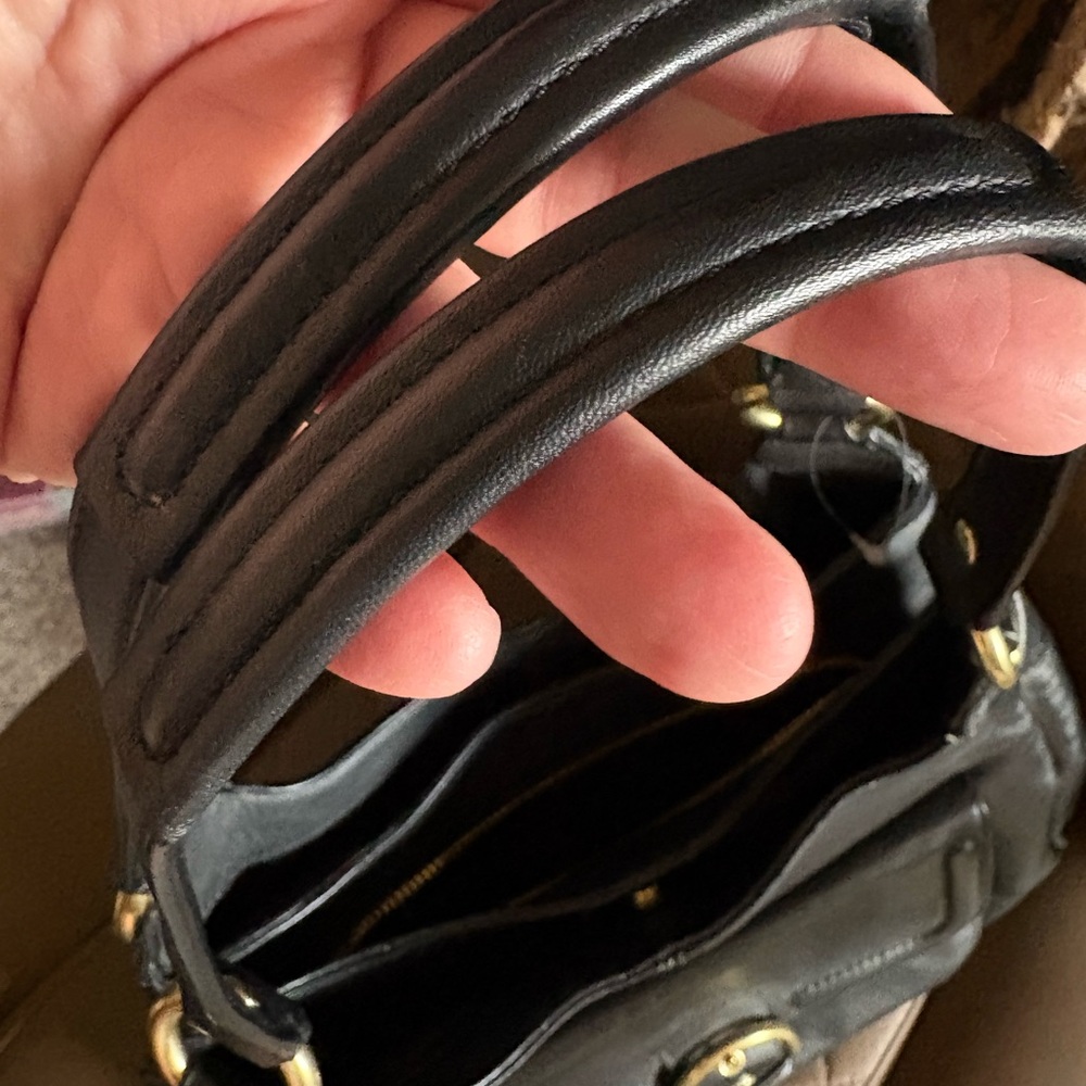 Coach Campbell F24686 Black Leather Hobo Shoulder Bag Purse Brass Buckle Handbag - Picture 6 of 10